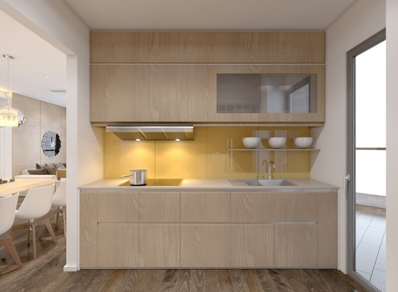 Hệ tủ bếp chung cư đẹp sử dụng gỗ công nghiệp An Cường được yêu thích tại MoreHome Tủ bếp chung cư